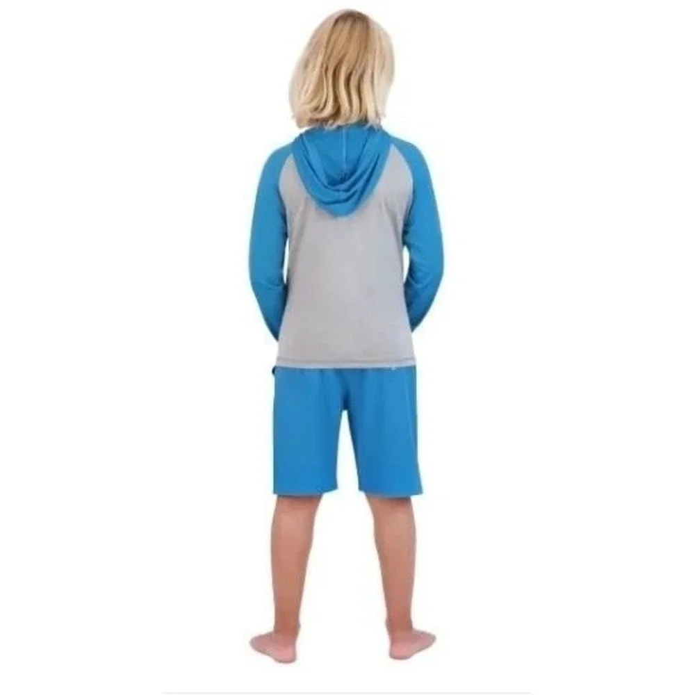 Dakine Swim Boys 2-piece Swim Set Blue/Gray Rash Guard UPF‎ 30+ Small NWT!